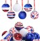 24 Pieces Independence Day Sequin Balls Ornaments- 1.57 Inch 4th of July Patriotic Ornaments Hanging Balls- Red White Blue Tree Balls Ornaments for Memorial Day Veteran Day Tree Decorations